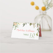 Hübsche Boho Creme Rose Hochzeit Platzkarte (Vorderseite)