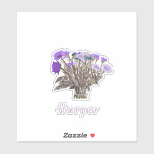 Hübsche Boho-Kernspannungs-Blume Frühjahr +Name Aufkleber