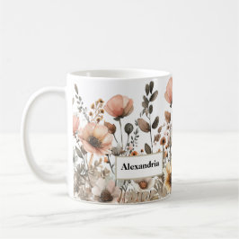 Hübsche Boho Pink-Wildblumen Kaffeetasse