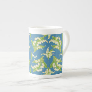 Hübsche Bone-China-Tasse: Maiglöckchen, Blau Porzellantasse