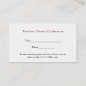 Hübsche Books Teacher Business Card Terminkarte (Rückseite)