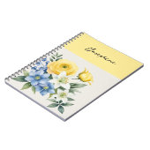 Hübsche botanische Aquarell-Blumen-Personalisierun Notizblock (Linke Seite)