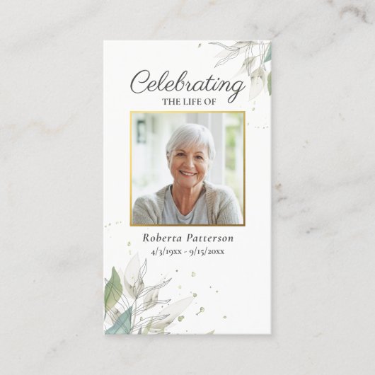 Hübsche Botanische Beerdigungskarte Visitenkarte (Vorderseite)