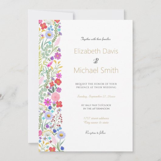 Hübsche botanische Blume Einladung (Vorderseite)