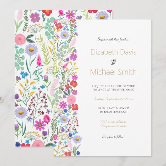 Hübsche botanische Blume Einladung (Vorne/Hinten)