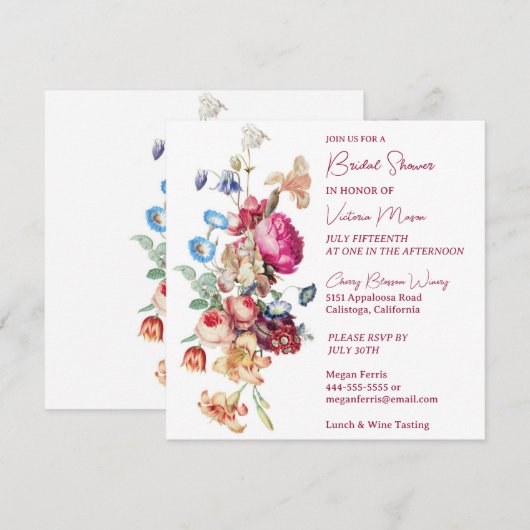 Hübsche botanische Brautdusche Einladung (Vorne/Hinten)