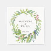 Hübsche Botanische Grünpflanzen Blush Pink Wedding Serviette (Vorderseite)