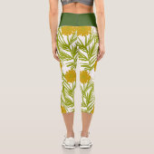 Hübsche botanische Hand mit Blumengelb Capri Leggings (Rückseite)