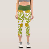 Hübsche botanische Hand mit Blumengelb Capri Leggings (Vorderseite)