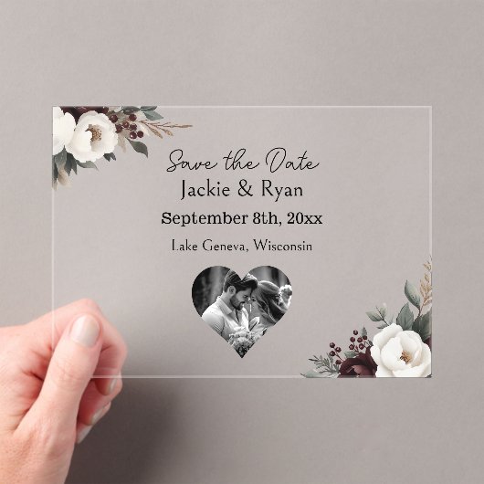 Hübsche botanische Transluzente Hochzeit Sichern S Acryleinladungen (Insitu (Handheld))