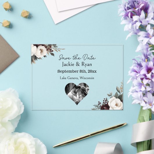 Hübsche botanische Transluzente Hochzeit Sichern S Acryleinladungen (In Situ (Hochzeit))