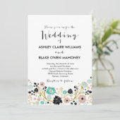 Hübsche Bouquet Blumenzwiebeleien Einladung Blush (Stehend Vorderseite)