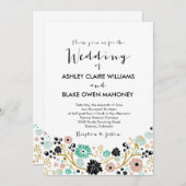 Hübsche Bouquet Blumenzwiebeleien Einladung Blush (Vorne/Hinten)