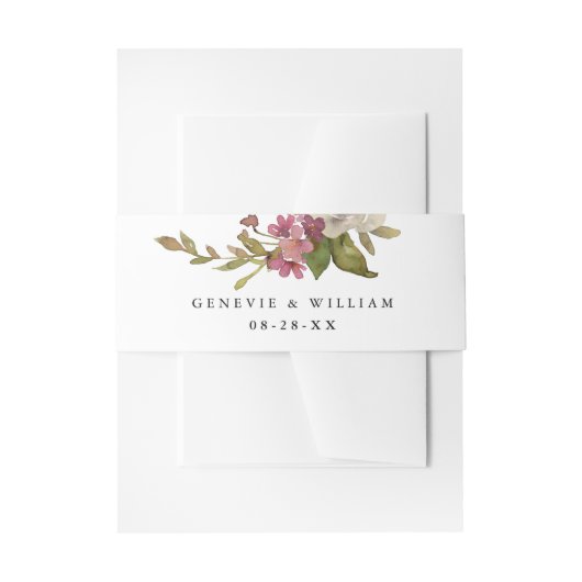 Hübsche Bouquet-Namen und Date Wedding Einladungsbanderole (Vorderseite Beispiel)