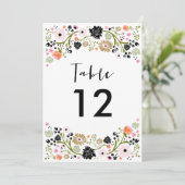 Hübsche Bouquet Wedding Tischnummer Einladung (Stehend Vorderseite)