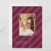 Hübsche Bow Christmas Streifen Einfach Elegantes F Feiertagskarte (Vorderseite)