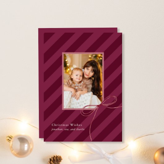 Hübsche Bow Christmas Streifen Einfach Elegantes F Feiertagskarte