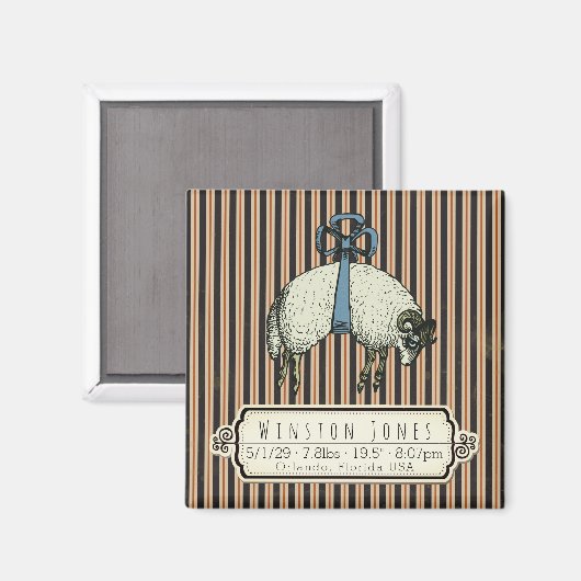 Hübsche Bow Sheep™ Collection - Birth Info / Magnet (Vorderseite/Rückseite)