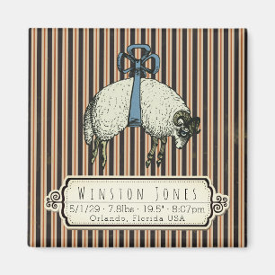 Hübsche Bow Sheep™ Collection - Birth Info / Magnet