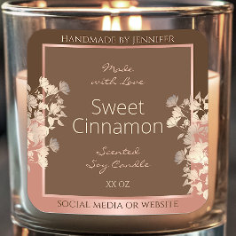 Hübsche braune Blumenmarken Rose Gold Rahmen Quadratischer Aufkleber