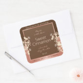 Hübsche braune Blumenmarken Rose Gold Rahmen Quadratischer Aufkleber (Umschlag)