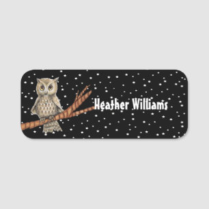 Hübsche braune Eule Blue-Kette auf Zweigstellen Namensschild