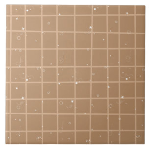 Hübsche braune Gingham-Keramikfliese Fliese