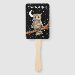 Hübsche Braune Owl-Kette auf dem Mondzweig der Zwe Fächer