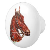 Hübsche braune Pferde Vintage Kunst Keramikknauf (Rechts)