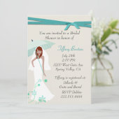 Hübsche Braut mit Regendusche Einladung (Stehend Vorderseite)