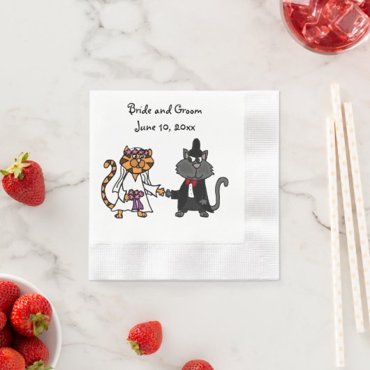 Hübsche Braut und Bräutigam Cat Wedding Art Serviette (Beispiel)