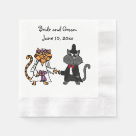 Hübsche Braut und Bräutigam Cat Wedding Art Serviette