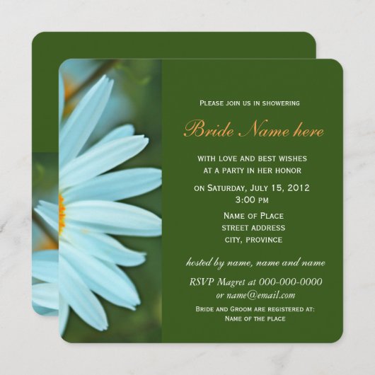 Hübsche Brautpartys aus weißer Blume Einladung (Vorne/Hinten)