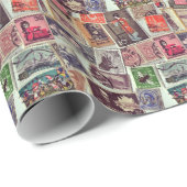 Hübsche Briefmarken Geschenkpapier (Rolleneckpunkt)