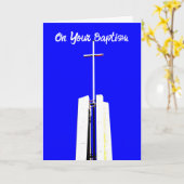 Hübsche Brilliant Blue Sky Cross Taufkarte Karte (Gelbe Blume)