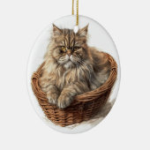 HÜBSCHE BROWTABBY PERSIANISCHE KATZE IN KATZBETT KERAMIK ORNAMENT (Rechts)