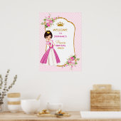 Hübsche Brünette Princess Geburtstagsparty Poster (Küche)