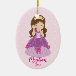Hübsche brünette Prinzessin Christmas Ornament