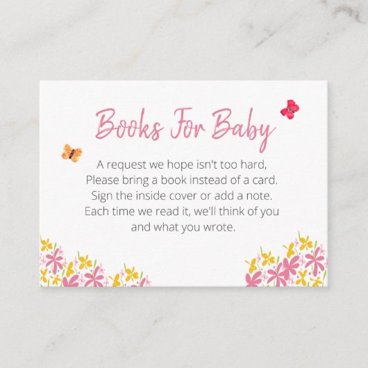 Hübsche Bücher für Kinder in Rosa und Gelb Blume Begleitkarte (Vorderseite)