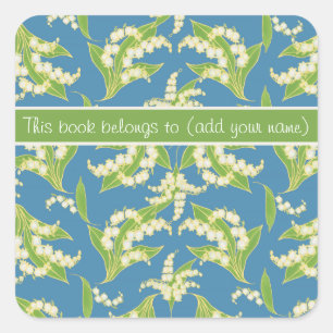 Hübsche Buchzeichen: Lilies of the Valley, Blue Quadratischer Aufkleber