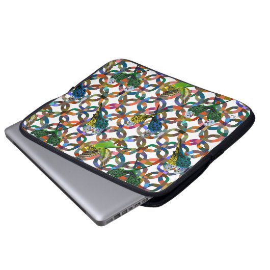 Hübsche Budgien. Laptopschutzhülle (Vorne Knopf)