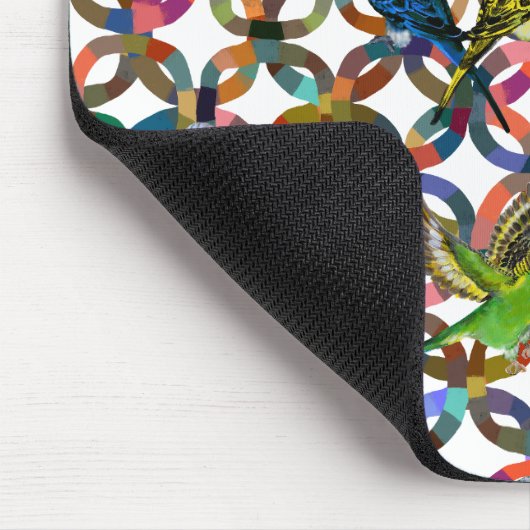 Hübsche Budgien. Mousepad (Ecke)