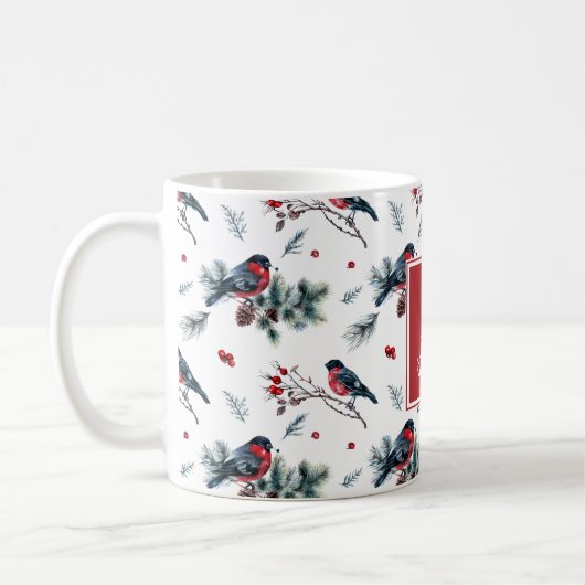 Hübsche Bullfinen Personalisierte Ferien-Tasse Kaffeetasse (Links)