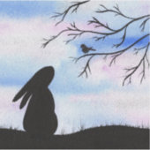 Hübsche Bunny & Bird Wasserfarbe Silhouette Aufkleber (Vorderseite)