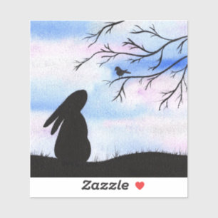 Hübsche Bunny & Bird Wasserfarbe Silhouette Aufkleber