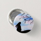 Hübsche Bunny & Bird Wasserfarbe Silhouette Button (Vorne & Hinten)
