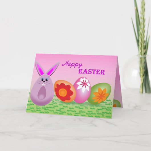 Hübsche Bunny- und Ostereier Feiertagskarte (Vorderseite)
