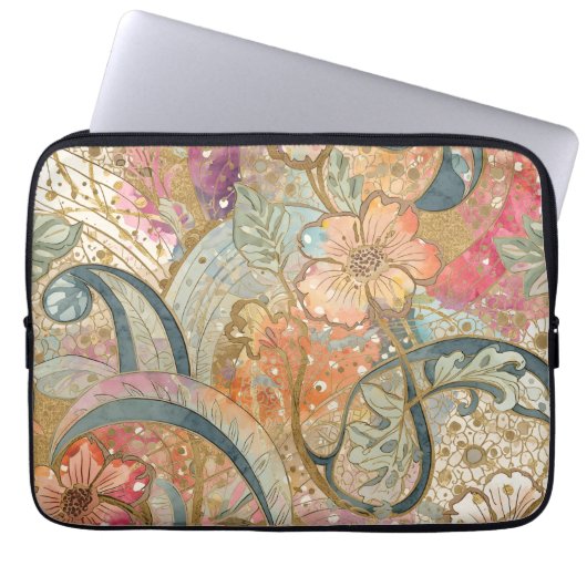 Hübsche bunte Blumen und Muster, Regenbogen Laptopschutzhülle (Vorderseite)
