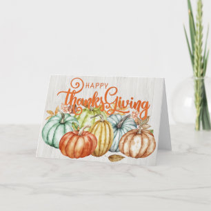 Hübsche Bunte Fall Pumpkins glücklich Thanksgiving Karte