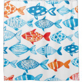 Hübsche Bunte Fische Blau Rot Duschvorhang (Vorderseite)